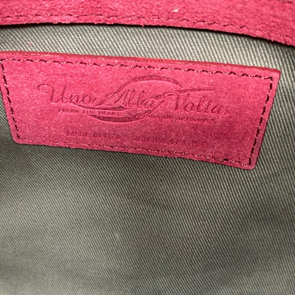 Italian leather raspberry suede handbag of Florence Italy NWT - Picture 10 of 13